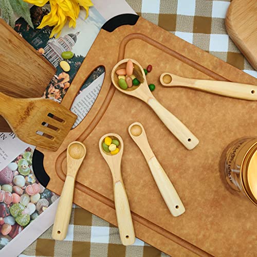  Kitchen Bamboo Wood Measuring Spoons For Measuring Dry And Liquid Ingredients, Pack Of 5