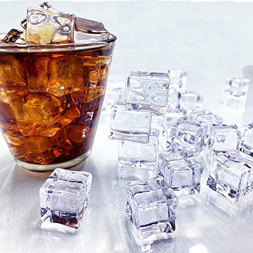  100 Pcs 20mm Clear Fake Ice Cubes,Square Acrylic Crystal Fake Ice Cubes Display For Home Decoration Wedding Centerpiece Vase Fillers,Photography Props And Kitchen Decoration