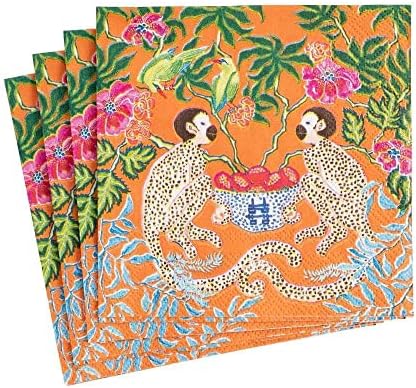  Monkeys Paper Luncheon Napkins In Orange - 20 Per Package