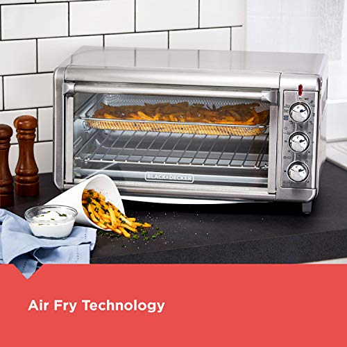 Black & Decker Lack+Decker TO3265XSSD Extra Wide Crisp ‘N Bake Air Fry Toaster Oven, Silver, Fits 9" X 13" Pan