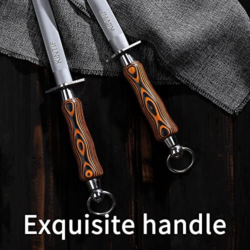  Sharpening Steel 10 Inch Professional Knife Sharpener Honing Rod, Fine Lines, High Hardness, Flat Knife Honing Steel