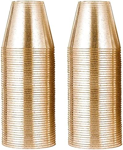  Plastic Cups Party Cups 100 Pack 9 Oz Gold Plastic Cups Disposable Cups Gold Rimmed Clear Plastic Cups For Wedding Reusable Elegant Plastic Wine Glasses Gold Cups Cocktail Cups