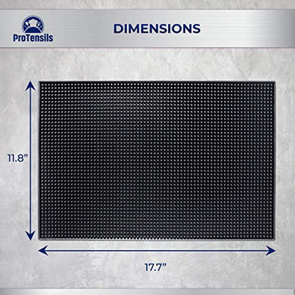  Rubber Bar Mat By ProTensils, 18" X 12", Black Bar Mats, Bar Service Mat, Black Coffee Bar Mat, Spill Mat For Counter-Top (2 Pieces)