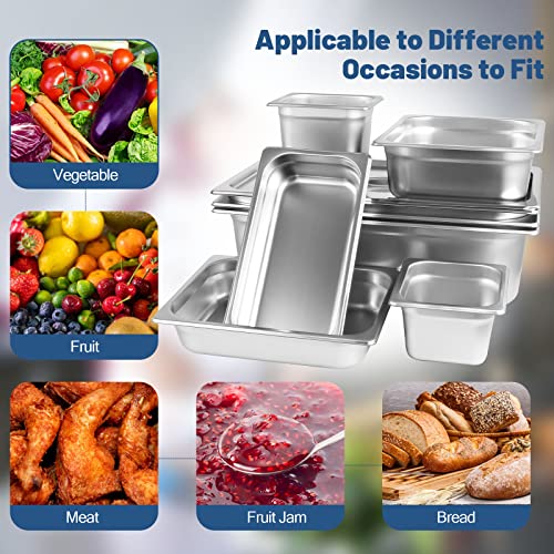  Hotel Pan Full Size Stainless Steel Steam Table Pan, 2.6’’ Deep Chafer Food Pan, Pack Of 6 Stackable Anti-Jam Steam Pan For Hotel, Restaurant Supplies, Party, Buffet And Event Catering