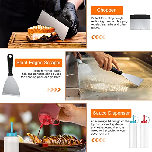  Blackstone Griddle Accessories Kit, 14pcs Flat Top Grill Accessories Set For Blackstone And Camp Chef, Enlarged Spatulas, Basting Cover, Scraper, Tongs, Grill Spatula Kit For Outdoor BBQ