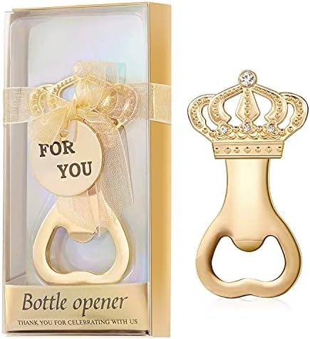  Pack Of 12 Gold Crown Bottle Opener Wedding Favors,Party Favors For Guest Souvenir Gift For Baby Shower Birthday Party Decorations And Supplies By LAYSERI (Gold Crown Style,12 )