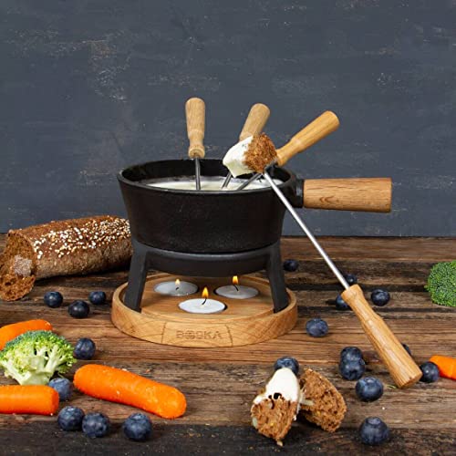  Boska Cheese Fondue Party Set - Fondue Pot Set Microwave Safe Ceramic Hot Pot Chocolate Fountain Snack - Wedding Registry Items Small Kitchen Appliances For Up To 4 Persons