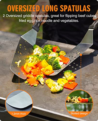 Griddle Accessories Kit, Exclusive Griddle Tools Spatulas Set For Blackstone - 8 Pcs Commercial Grade Flat Top Grill Accessories - Great For Outdoor BBQ, Teppanyaki And Camping