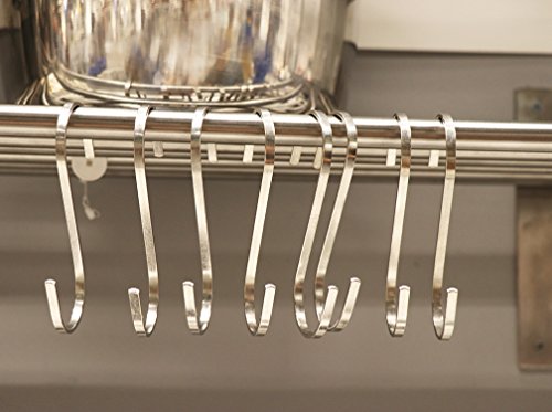  Sfun 15 Pack Size Large 3.5 Inch Flat S Hooks Heavy Duty Solid 304 Stainless Steel S Shaped Hanging Hooks,Metal Kitchen Pot Pan Hangers Rack Hooks