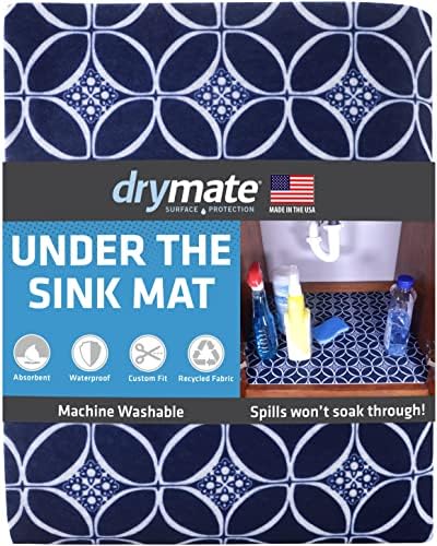  Under Sink Mat, Waterproof Cabinet Protection Mats For Kitchen & Bathroom, Absorbent Shelf Liners, Slip-Resistant, Non-Adhesive, Machine Washable, Durable (USA Made)(24”x29”)(Charcoal)