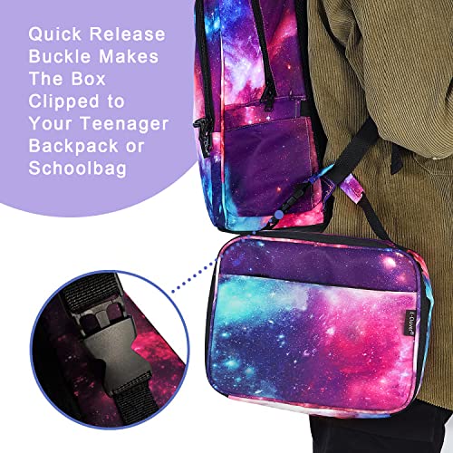  Kids Lunch Box Insulated Girls Lunch Boxes Galaxy Lunch Bag Tote Kit For School Travel Picnic Beach Boys Space Gifts Purple Pink