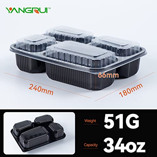  To Go Containers, 40 Pack (40 Trays + 40 Lids) 34oz BPA Free Reusable Bento Box Shrink Wrap Machine Washable Meal Prep Container