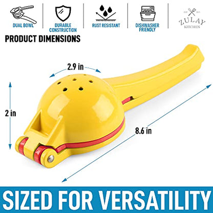  Metal Lemon Lime Squeezer - Manual Citrus Press Juicer (Yellow And Red)