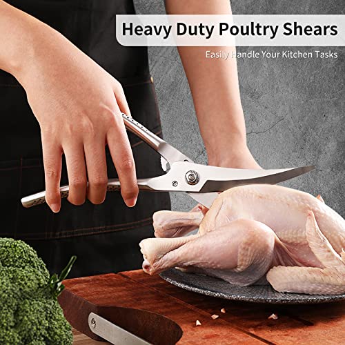 Itchen Scissors, Heavy Duty Poultry Shears Professional Kitchen Shears With Lock, Dishwasher Safe Stainless Steel Never Rust Shears For Chicken, Turkey, Meat, Fish, Seafood, Vegetables