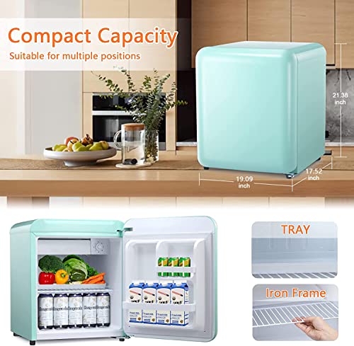  Compact Refrigerator Mini Fridge For Beverage, Ice Cream, Vegetable, Fruit, 1.7 Cu. Ft., Freezer With Drip Tray, Bottle Racks And Defrost Button, Great For Bedroom, Office, Garage, Dorm, Green