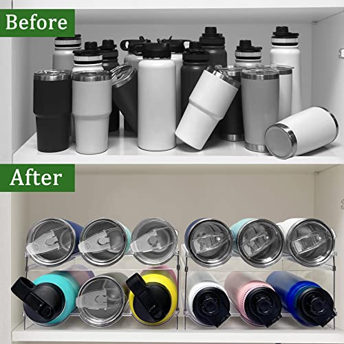  Spaclear Water Bottle Organizer, Stackable Kitchen Pantry Organization And Storage Shelf, Plastic Water Bottle Holder For Fridge Kitchen Cabinet Organizer And Storage, Tumbler Travel Mug Cup Organizer