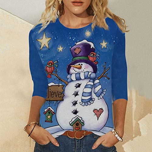  Sweatshirts For Women Loose Fit Fall Crew Neck Sweatshirts Long Sleeve Christmas Print Plus Size Pullover Top Streetwear