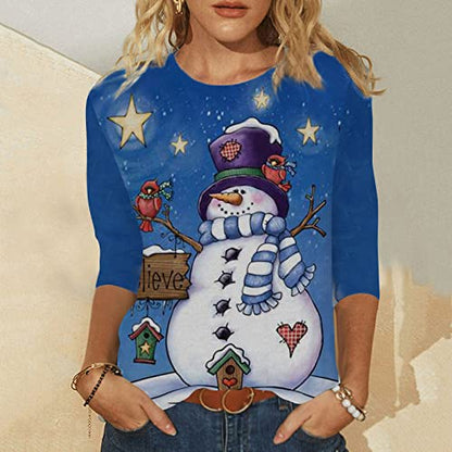  Sweatshirts For Women Loose Fit Fall Crew Neck Sweatshirts Long Sleeve Christmas Print Plus Size Pullover Top Streetwear