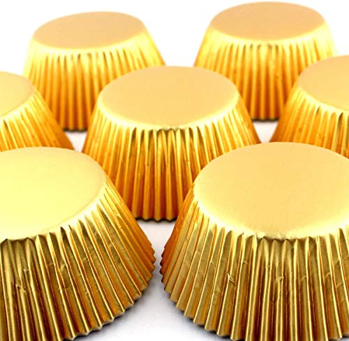  Gold Foil Metallic Cupcake Case Liners Wrappers Baking Muffin Paper Cups 198 Pcs