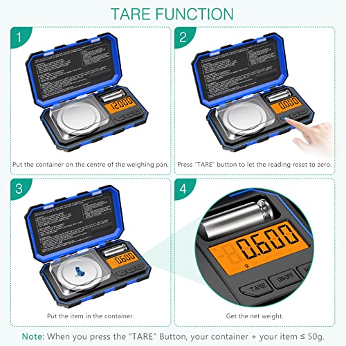  Digital Pocket Scale, Digital Milligram Scale, 1.76oz/ 0.001g Pocket Jewelry Scale With Tweezers, Calibration Weights, 6 Units, Backlit Display, Auto Off, Tare Function, Blue