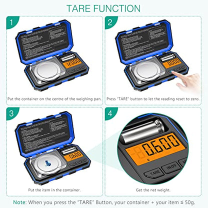  Digital Pocket Scale, Digital Milligram Scale, 1.76oz/ 0.001g Pocket Jewelry Scale With Tweezers, Calibration Weights, 6 Units, Backlit Display, Auto Off, Tare Function, Blue