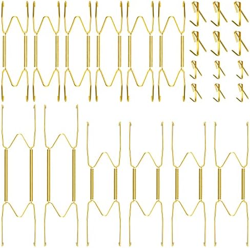  12 Pieces Plate Hangers 6, 8, 10 Inches Wall Invisible Plate Hangers Stainless Decorative Wire Plate Hangers With 12 Pieces Hangers Hook With Nails For Decorative Plates (Silver)