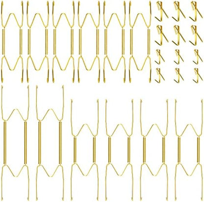  12 Pieces Plate Hangers 6, 8, 10 Inches Wall Invisible Plate Hangers Stainless Decorative Wire Plate Hangers With 12 Pieces Hangers Hook With Nails For Decorative Plates (Silver)