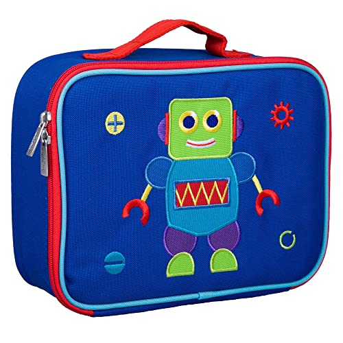  Kids Insulated Embroidered Lunch Box Bag For Boys & Girls, Measures 10 X 7.5 X 4 Inches Lunch Box For Kids, Ideal For Packing Hot Or Cold Snacks For School & Travel (Robot)