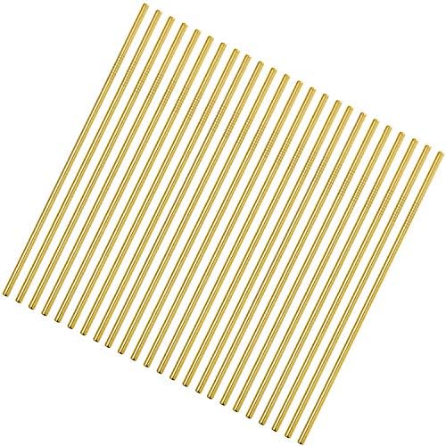  Reusable Metal Straws 50Pcs.8.5” Rose Gold Color Stainless Steel Drinking Straws In Bulk For Wholesale.215x6mm All Curved Straight Straws For 20oz Tumblers Yeti (50pcs All Straight Rose Gold-8.5")