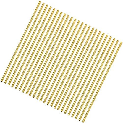  Reusable Metal Straws 50Pcs.8.5” Rose Gold Color Stainless Steel Drinking Straws In Bulk For Wholesale.215x6mm All Curved Straight Straws For 20oz Tumblers Yeti (50pcs All Straight Rose Gold-8.5")