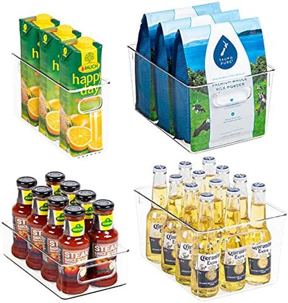  Clear Fridge Organizer Bins Set - 10 Piece Plastic Refrigerator Organizers And Storage Bins, Clear Freezer Storage Bins, Fridge Organization Bins, Snack Organizer Fridge Bins With Handle For Freezer