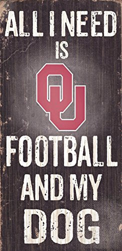  Fan Creations C0640 University Of Oklahoma Football And My Dog Sign Black/White/Red, 6" X 12"