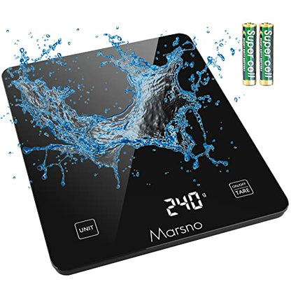  Digital Food Kitchen Scale,Marsno 22lb Food Scale Digital Weight Grams And Oz For Cooking Baking, 1g/0.1oz Precise Graduation, Sleek Tempered Glass Battery Included (Black)