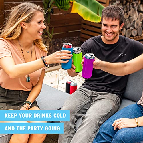  Slim Can Cooler Sleeves (14-Pack) Soft Insulated Slim Can Koolie For White Claw Seltzer & Slim Beer - HTV Blanks For Vinyl Projects - Skinny Can Koolies Bulk - Tall Can Koolie - Coolies For Slim Cans