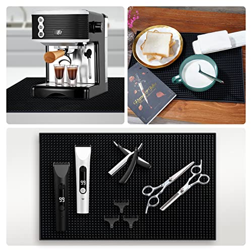  18"x12" PVC Bar Service Mat For Cocktail Bartender (Black 2-Pack)
