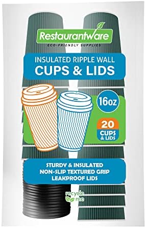  12 Oz Light Pink Paper Ripple Wall Coffee Cup - With White Lid - 3 1/2" X 3 1/2" X 5" - 20 Count Box