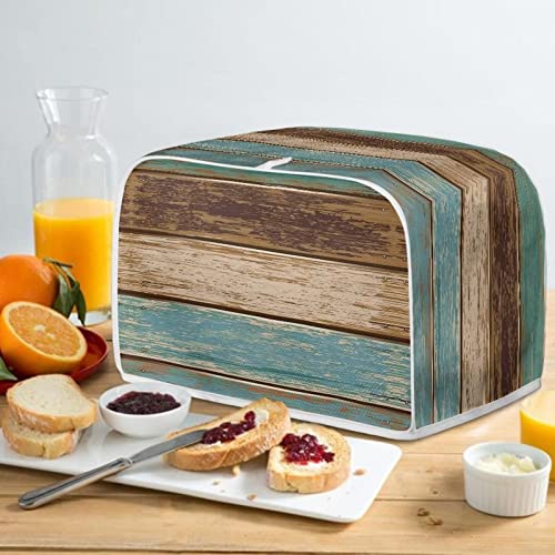  NETILGEN Kitchen Toaster Dust Cover Bakeware Protector Compatible With 2 Slice Toaster Top Handle Design Heat-Resistant Dust Protection Anti-scratch Kitchen Appliance Cover, Rustic Wood Grain