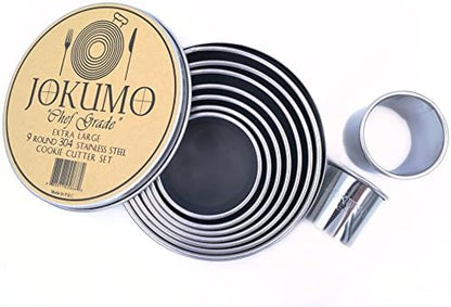  12 Piece Plain Round Pastry / Cookie Cutter Set Heavy Duty Commercial Grade 18/8 304 Stainless Steel - Metal Marked Size – Perfect For Cooking Enthusiast