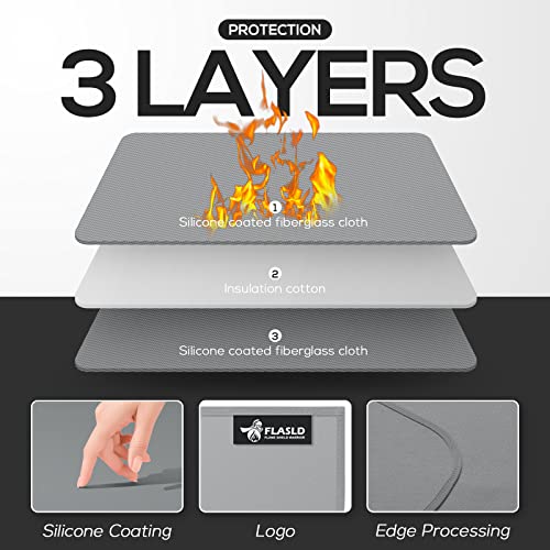  Kitchen Coffee Maker Heat Resistant Mat, Waterproof Silicone Coffee Mat, Fireproof Countertop Protector Cover Mat Under Oven, Coffee Maker, Cutting Board, Bread Machine (Grey, 16"X25")