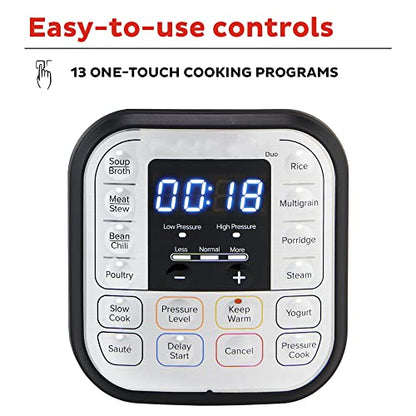  8-Quart 7-in-1 Electric Pressure Cooker, Slow Cooker, Rice Cooker, Steamer, Sauté, Yogurt Maker, Warmer & Sterilizer, Includes Free App With Over 1900 Recipes, Stainless Steel