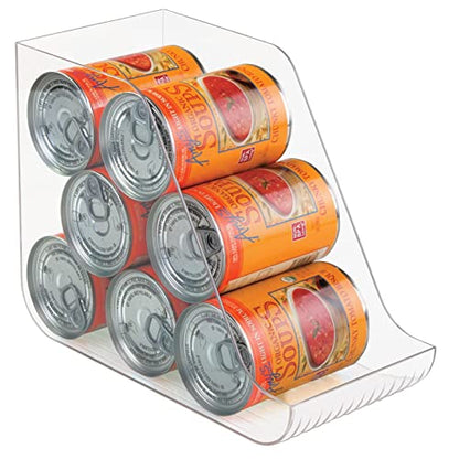  MDesign Plastic Kitchen Storage Organizer Container Bins For Pantry, Fridge, Freezer Organization - Holds Canned Food, Soup Can, Soda Water Bottle - Ligne Collection, 8 Pack - Clear