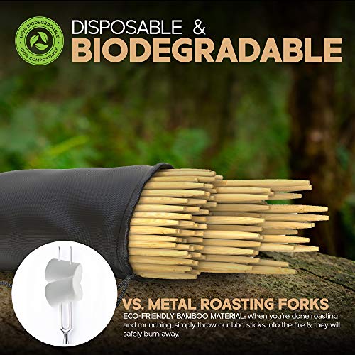 Marshmallow Smores Roasting Bamboo Sticks 120-Pack Extra Long - Safe For Kids Design 36 Inch, 5mm Thick Wooden, Disposable Biodegradable Skewers Outdoor BBQ/Firepit, Hot Dogs, Kebab, S'Mores (120)