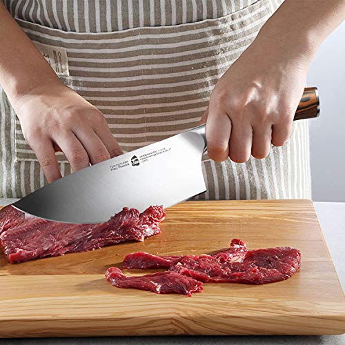  Herb Rocking&Salad Knife- Vegetable Cleaver - High Carbon German Stainless Steel Kitchen Knife - Pakkawood Handle Veggie Chopper - Luxurious Gift Box Included - 7 Inch - Fiery Phoenix Series