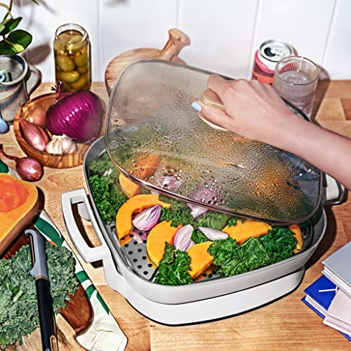  Electric Skillet, The 5-in-1 Expandable Skillet Sautes, Steams, Simmers, Slow Cooks, White