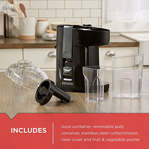 Black & Decker 400-Watt Fruit And Vegetable Juice Extractor, Black, JE2200B, 12.2" X 6.6"