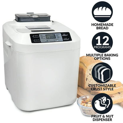  Programmable 2 Lb. Breadmaker With Auto Fruit & Nut Dispenser - Homemade Delicious Bread Every Time