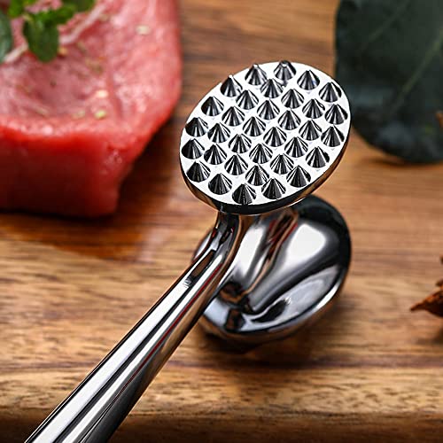  Meat Tenderizer Hammer Mallet Tool For Pounding Beef, Steak, Chicken, Pork, Stainless Steel Double-sided Meat Hammer Kitchen Tool (Silver)