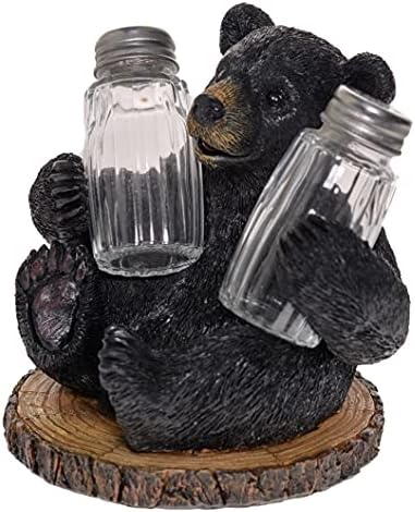  Glass Salt And Pepper Shakers - Deer Antler Salt And Pepper With Holder For Kitchen - Simple Salt And Pepper Shakers With Lids - Rustic Salt And Pepper Caddy Spices And Seasonings Set