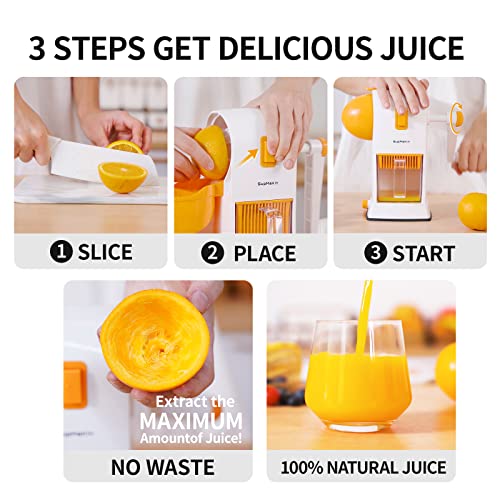  UPMAKIN Hand Citrus Lemon Juicer, Manual Orange Squeezer Cold Pressed Juicers, Max Extraction Rate, Pulp Strainer, Easy To Clean, Wireless Portable Travel Juice Mate