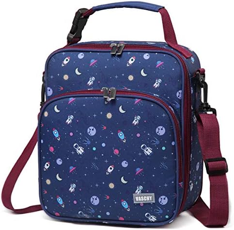  Lunch Boxes Bag For Kids, Insulated Lunchbox Reusable Containers For Boys With Detachable Shoulder Strap For School Blue Dinosaur